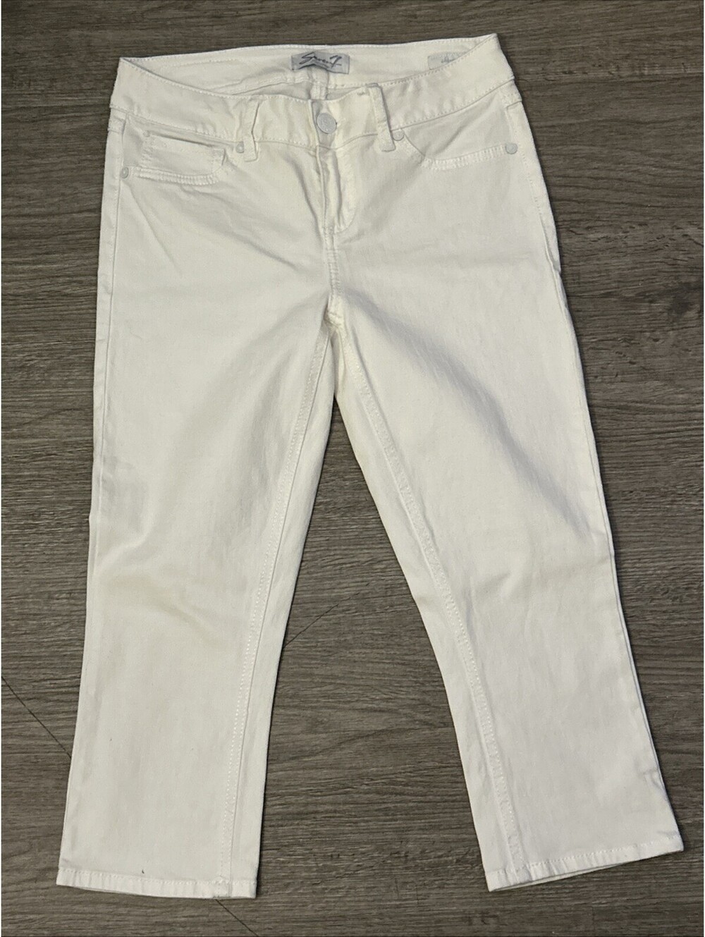 Seven7 Skinny Low Rise Jeans Womens Size 4 White Capri Style